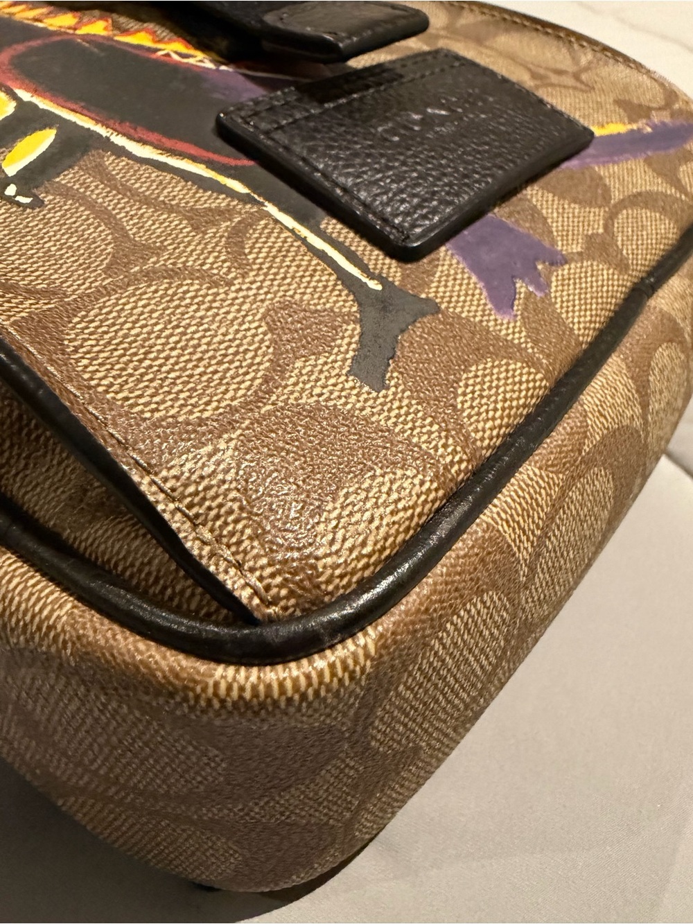 Coach X Jean Michel Basquiat Track Crossbody Bag In Signature Canvas - Picture 5 of 11